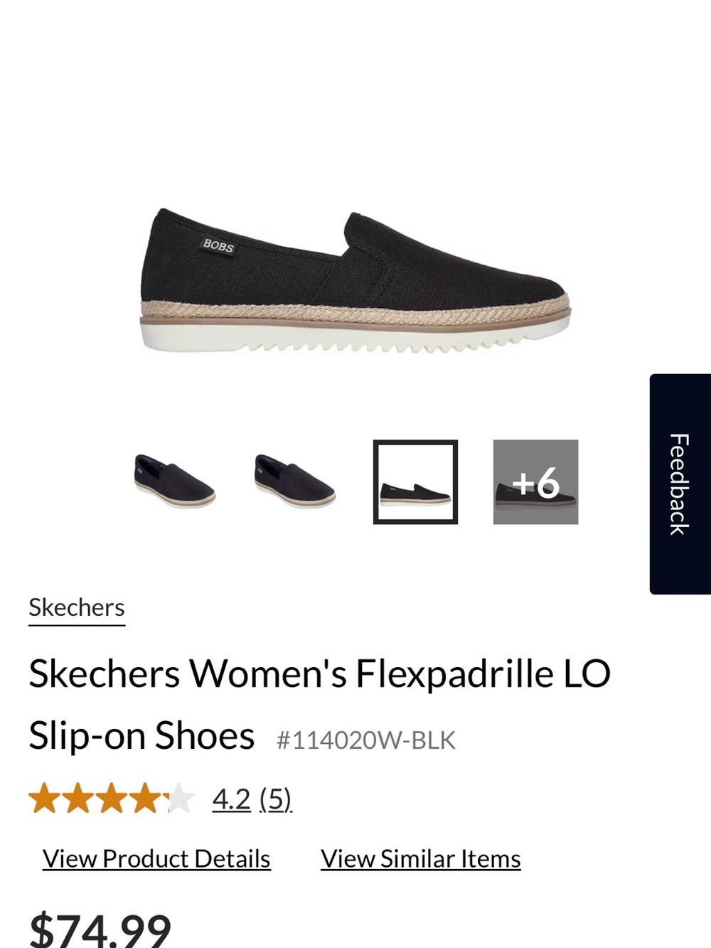 Skechers Women's Black Slip-On Espadrille Flats